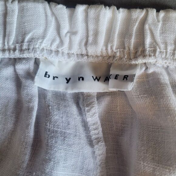Bryn Walker 100% Linen Pull On Crop Wide Leg Pant Size Medium Beach Lightweight - Picture 3 of 9